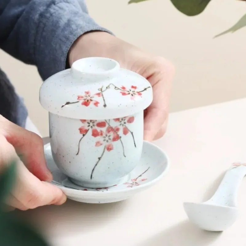 Japanese Snacks - Porcelain Stew Pot Japanese Cherry Blossoms