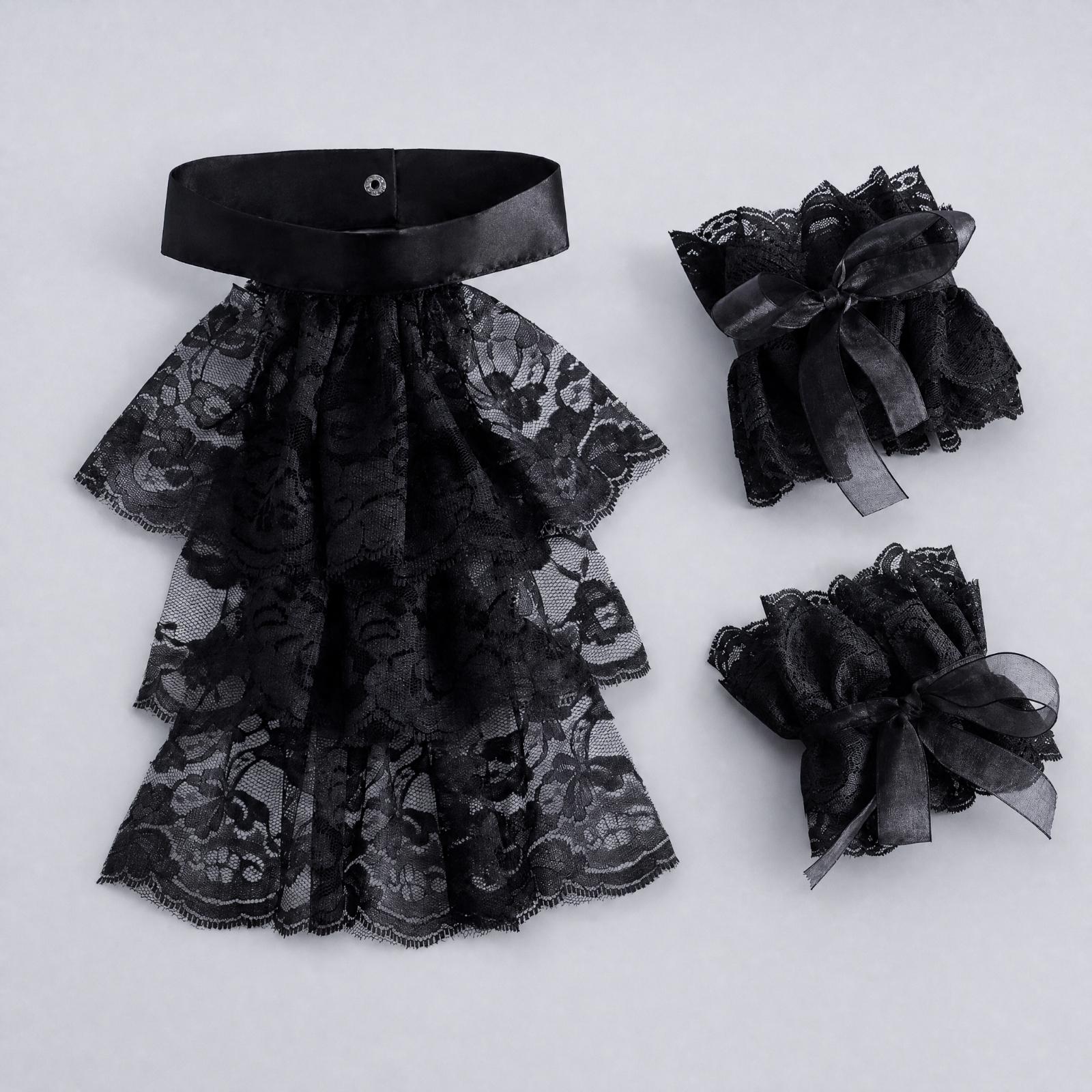 Women Lace Collar Gloves with  - Matcha 评论和价格