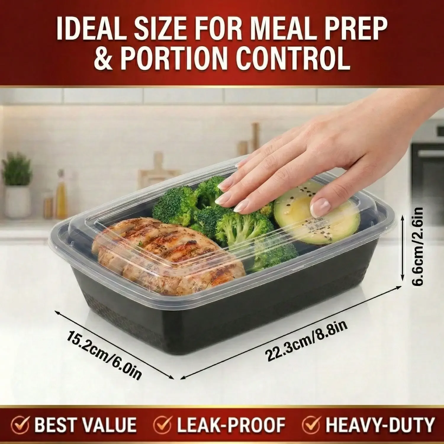 10/100pcs 38oz Black Rectangul - Bento Box 评论和价格